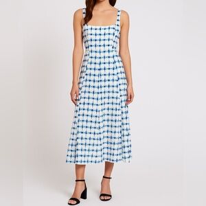 Christian Lacroix White And‎ Blue Geometric Printed Maxi Dress